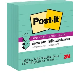 Post-it Post-It Notes<Super Sticky Notes, 4" x 4", Assorted Collection, Lined, 90 Sheet/Pad, 5 Pads/Pack (R440WASS)