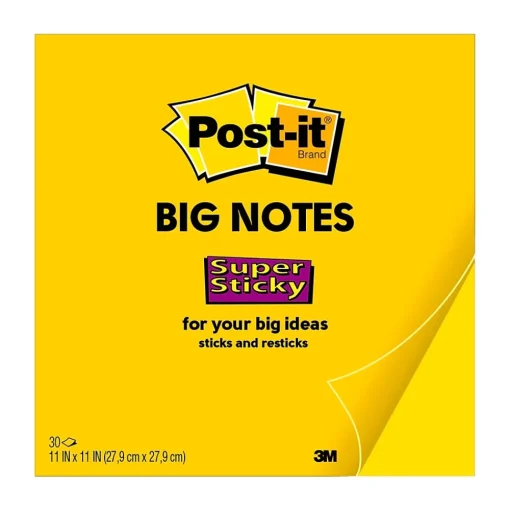 Post-it Post-It Notes<Super Sticky Notes, Big Note, Bright Yellow, 30 Sheet/Pad (MMMBN11)