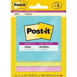 Post-it Post-It Notes<Super Sticky Notes, 3" x 3", Supernova Neons Collection, 45 Sheets/Pad, 3 Pads/Pack (3321-SSMIA)
