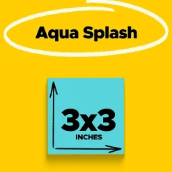 Post-it Post-It Notes<Super Sticky Notes, 3" x 3", Aqua Wave, 90 Sheet/Pad, 5 Pads/Pack (654-5AW)