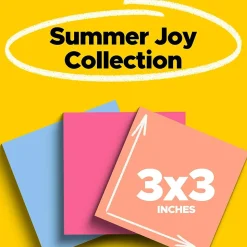 Post-it Post-It Notes<Super Sticky Notes, 3" x 3", Summer Joy Collection, 45 Sheet/Pad, 3 Pads/Pack (3321-SSJOY)