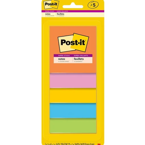 Post-it Post-It Notes<Super Sticky Notes, 3" x 3", Energy Boost Collection, 45 Sheet/Pad, 5 Pads/Pack (3321-5SSAU)