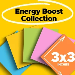 Post-it Post-It Notes<Super Sticky Notes, 3" x 3", Energy Boost Collection, 45 Sheet/Pad, 5 Pads/Pack (3321-5SSAU)