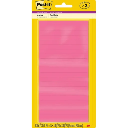 Post-it Post-It Notes<Super Sticky Notes, 3" x 8", Energy Boost Collection, 45 Sheets/Pad, 2 Pads/Pack (3845-2SS)