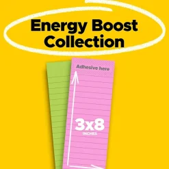 Post-it Post-It Notes<Super Sticky Notes, 3" x 8", Energy Boost Collection, 45 Sheets/Pad, 2 Pads/Pack (3845-2SS)