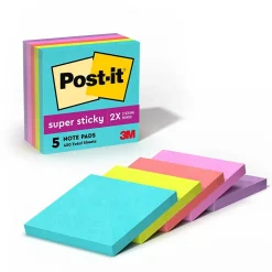 Post-it Post-It Notes<Super Sticky Notes, 3" x 3", Collection, 90 Sheet/Pad, 5 Pads/Pack (654-5SSMIA)