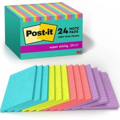 Post-it Sticky Notes<Super Sticky Notes, 4" x 6", Supernova Neons Collection, Lined, 45 Sheet/Pad, 24 Pads/Pack (660-24SSMIA-CP)