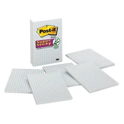 Post-it Sticky Notes<Super Sticky Notes, 4" x 6", White, 50 Sheet/Pad, 6 Pads/Pack (660SSGRID)