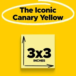 Post-it Sticky Notes<Super Sticky Notes, 3" x 3", Canary Collection, 90 Sheet/Pad, 10 Pads/Pack (654-10SSCY)