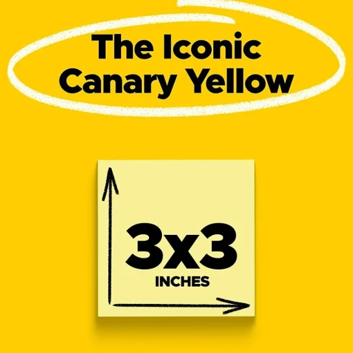 Post-it Sticky Notes<Super Sticky Notes, 3" x 3", Canary Collection, 90 Sheet/Pad, 10 Pads/Pack (654-10SSCY)