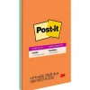 Post-it Sticky Notes<Super Sticky Notes, 5" x 8", Energy Boost Collection, Lined, 45 Sheet/Pad, 4 Pads/Pack (5845SSUC)