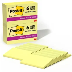 Post-it Sticky Notes<Super Sticky Notes, 3" x 5", Canary Collection, 90 Sheet/Pad, 12 Pads/Pack (65512SSCY)