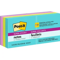 Post-it Sticky Notes<Super Sticky Notes, 1-7/8" x 1-7/8", Supernova Neons Collection, 90 Sheet/Pad, 8 Pads/Pack (622-8SSMIA)