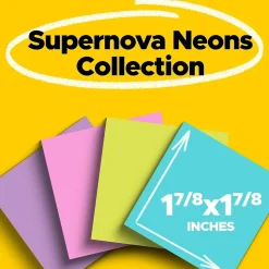 Post-it Sticky Notes<Super Sticky Notes, 1-7/8" x 1-7/8", Supernova Neons Collection, 90 Sheet/Pad, 8 Pads/Pack (622-8SSMIA)