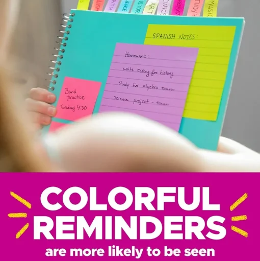Post-it Sticky Notes<Super Sticky Notes, 1-7/8" x 1-7/8", Supernova Neons Collection, 90 Sheet/Pad, 8 Pads/Pack (622-8SSMIA)