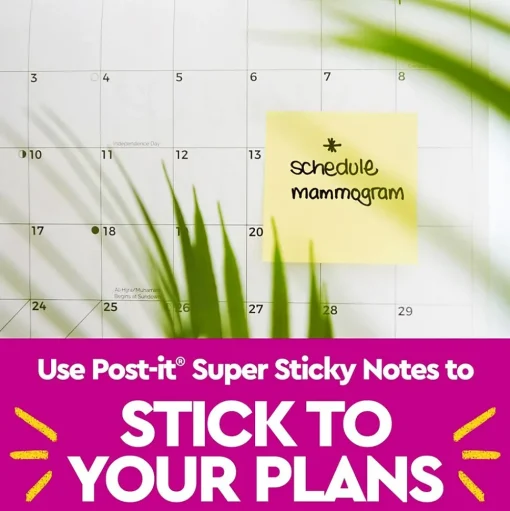 Post-it Sticky Notes<Super Sticky Notes, 4" x 4", Canary Collection, Lined, 90 Sheet/Pad, 12 Pads/Pack (675-12SSCP)