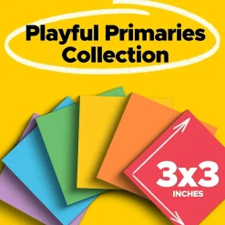 Post-it Post-It Notes<Super Sticky Notes, 3" x 3", Playful Primaries Collection, 90 Sheet/Pad, 12 Pads/Pack (65412SSAN)