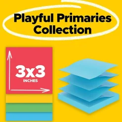 Post-it Post-It Notes<Super Sticky Pop-up Notes, 3" x 3", Playful Primaries Collection, 90 Sheet/Pad, 18 Pads/Pack (R330-18SSAN-CP)