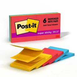 Post-it Post-It Notes<Super Sticky Pop-up Notes, 3" x 3", Playful Primaries Collection, 90 Sheet/Pad, 6 Pads/Pack (R330-6SSAN)