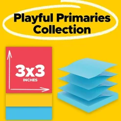 Post-it Post-It Notes<Super Sticky Pop-up Notes, 3" x 3", Playful Primaries Collection, 90 Sheet/Pad, 6 Pads/Pack (R330-6SSAN)