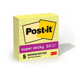 Post-it Sticky Notes<Super Sticky Pop-up Notes, 4" x 4", Canary Collection, Lined, 90 Sheet/Pad, 6 Pads/Pack (R440YWSS)
