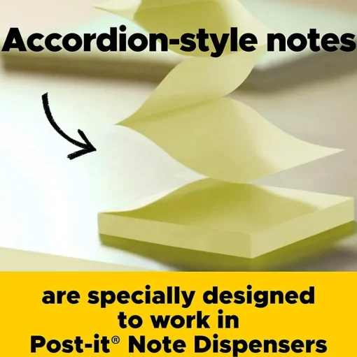 Post-it Sticky Notes<Super Sticky Pop-up Notes, 3" x 3", Canary Collection, 90 Sheet/Pad, 12 Pads/Pack (R33012SSCY)