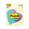 Post-it Post-It Notes<Super Sticky Removable Notes, 3" x 3" Hearts, Assorted Colors, 75 Sheets/Pad, 2 Pads/Pack (7350-HRT)