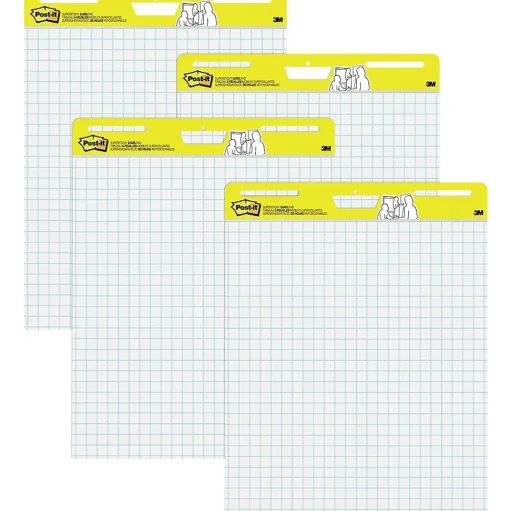 Post-it Easel Paper Pads<Super Sticky Wall Easel Pad, 25" x 30", Grid Lined, 30 Sheets/Pad, 4 Pads/Pack (560VAD4PK)