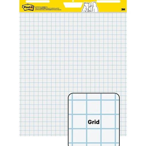 Post-it Easel Paper Pads<Super Sticky Wall Easel Pad, 25" x 30", Grid Lined, 30 Sheets/Pad, 4 Pads/Pack (560VAD4PK)