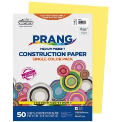Prang Construction Paper<9" x 12" Construction Paper, Yellow, 50 Sheets/Pack (P8403-0001)