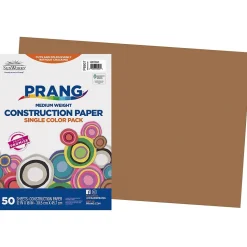 Prang Construction Paper<12" x 18" Construction Paper, Light Brown, 50 Sheets/Pack (P6907-0001)