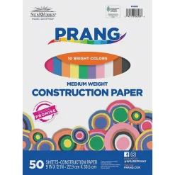 Prang Construction Paper<9" x 12" Construction Paper, Assorted Colors, 50 Sheets/Pack (P6503-0001)