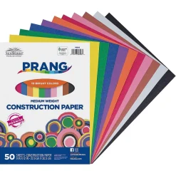 Prang Construction Paper<9" x 12" Construction Paper, Assorted Colors, 50 Sheets/Pack (P6503-0001)