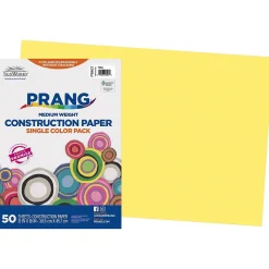 Prang Construction Paper<12" x 18" Construction Paper, Yellow, 50 Sheets/Pack (P8407-0001)