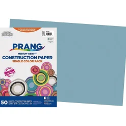 Prang Construction Paper<12" x 18" Construction Paper, Sky Blue, 50 Sheets/Pack (P7607-0001)