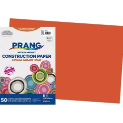 Prang Construction Paper<12" x 18" Construction Paper, Orange, 50 Sheets/Pack (P6607-0001)