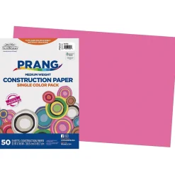 Prang Construction Paper<12" x 18" Construction Paper, Hot Pink, 50 Sheets/Pack (P9107-0001)