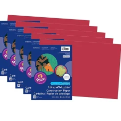 Prang Construction Paper<12" x 18" Construction Paper, Red, 50 Sheets/Pack, 5 Packs (PAC6107-5)