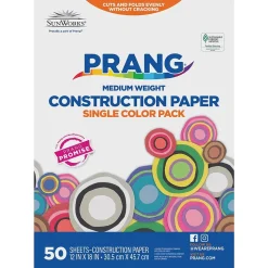 Prang Construction Paper<12" x 18" Construction Paper, Holiday Red, 50 Sheets/Pack (P9907-0001)