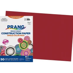 Prang Construction Paper<12" x 18" Construction Paper, Holiday Red, 50 Sheets/Pack (P9907-0001)