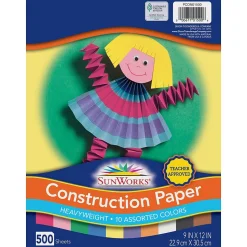 Prang Construction Paper<9" x 12" Construction Paper, Assorted Colors, 500 Sheets/Pack (PCON01500)