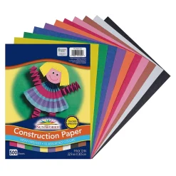 Prang Construction Paper<9" x 12" Construction Paper, Assorted Colors, 500 Sheets/Pack (PCON01500)