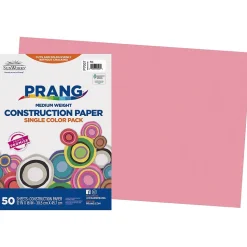 Prang Construction Paper<12" x 18" Construction Paper, Pink, 50 Sheets/Pack (P7007-0001)