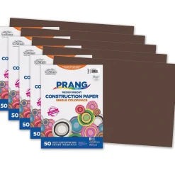 Pacon Construction Paper<Prang® Construction Paper, Dark Brown, 12" x 18", 50 Sheets Per Pack, 5 Packs (PAC6807-5)