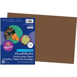 Pacon Construction Paper<Prang® Construction Paper, Dark Brown, 12" x 18", 50 Sheets Per Pack, 5 Packs (PAC6807-5)