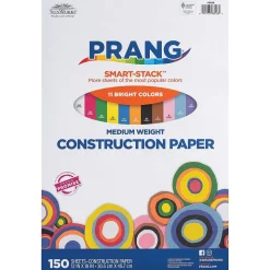 Prang Construction Paper<Smart Stack 12" x 18" Construction Paper, Assorted Colors, 150 Sheets/Pack (P6526)