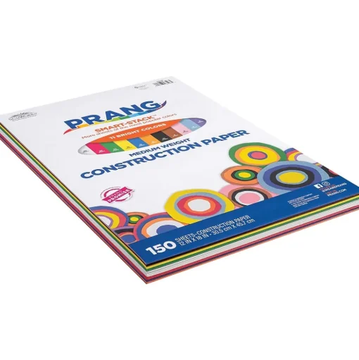 Prang Construction Paper<Smart Stack 12" x 18" Construction Paper, Assorted Colors, 150 Sheets/Pack (P6526)