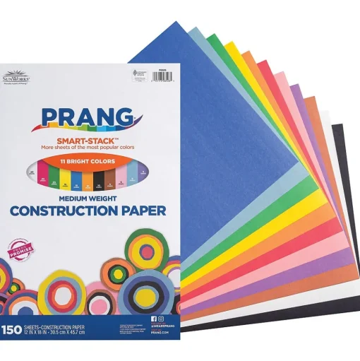 Prang Construction Paper<Smart Stack 12" x 18" Construction Paper, Assorted Colors, 150 Sheets/Pack (P6526)