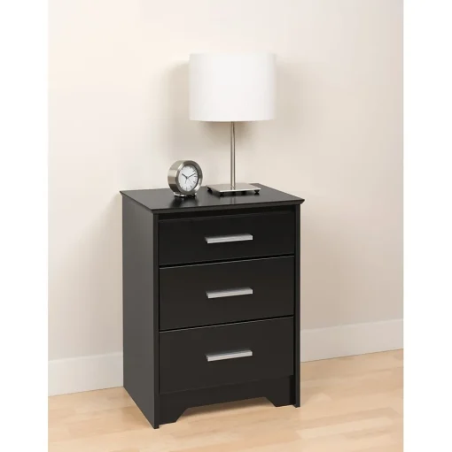 Prepac Storage Cabinets<™ 27" Coal Harbor 3 Drawer Tall Nightstand, Black