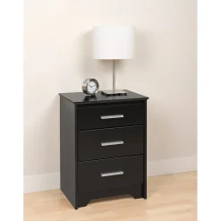 Prepac Storage Cabinets<™ 27" Coal Harbor 3 Drawer Tall Nightstand, Black